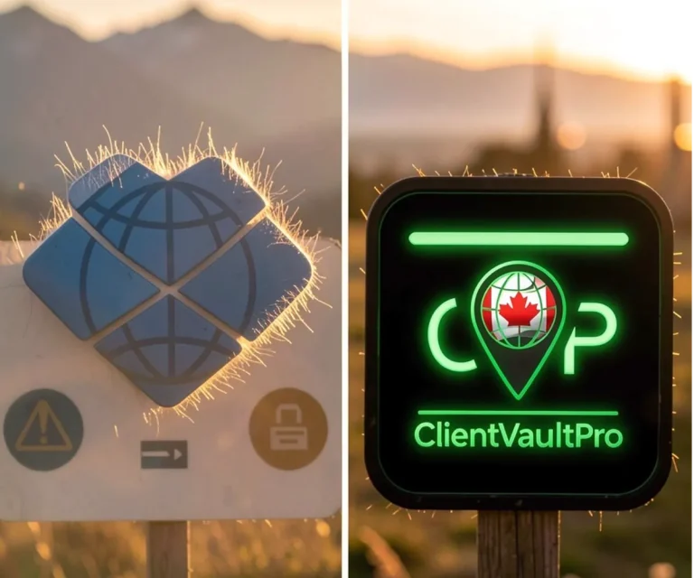 Comparison of Dropbox vs ClientVaultPro showing Canadian data sovereignty and security differences.